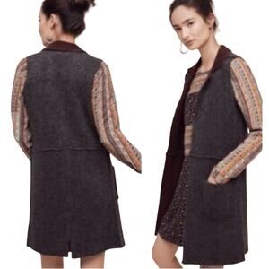 Anthropologie Gray and Brown Sweater Vest